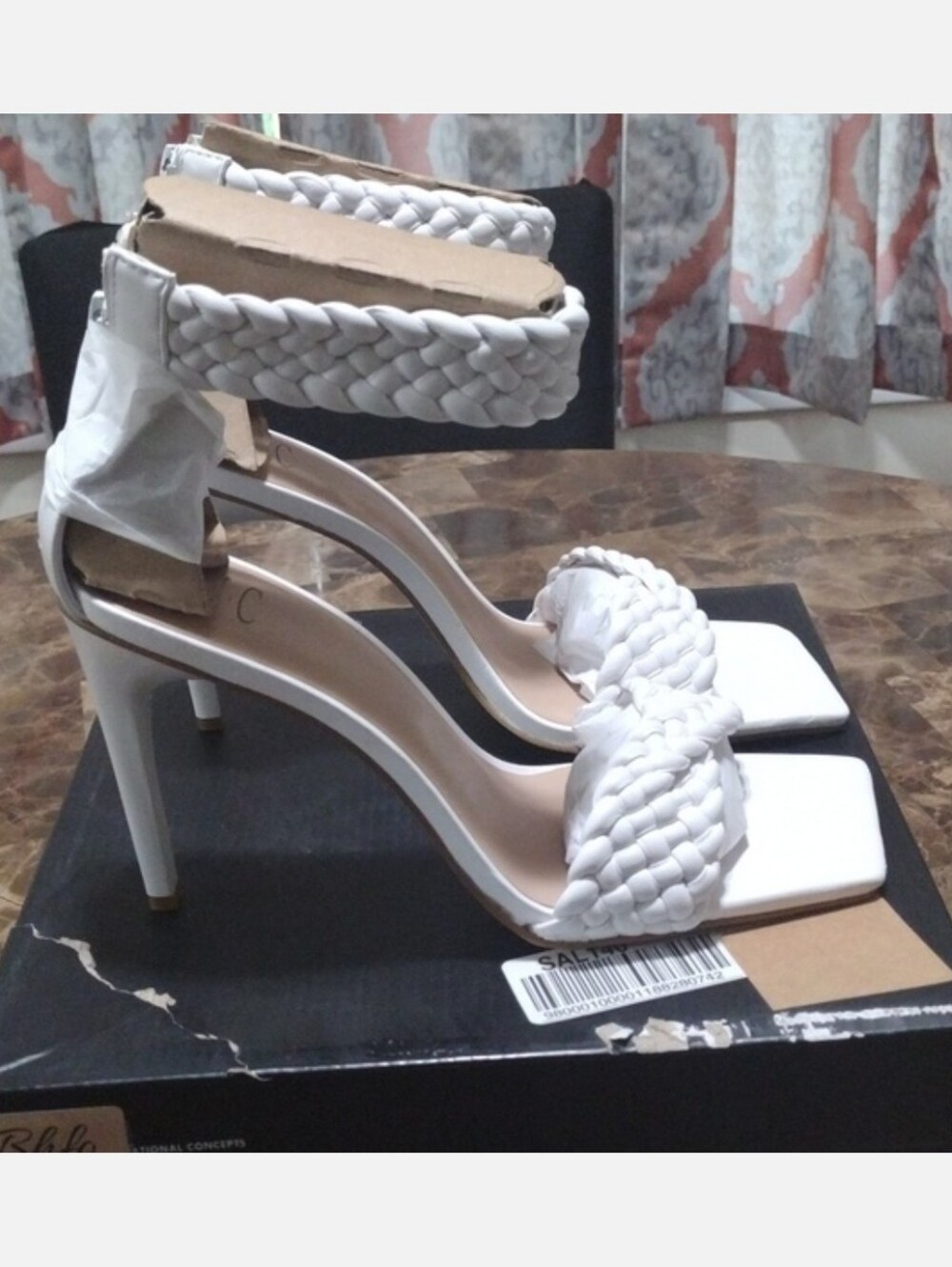 Elegant White Braided Women's Heels